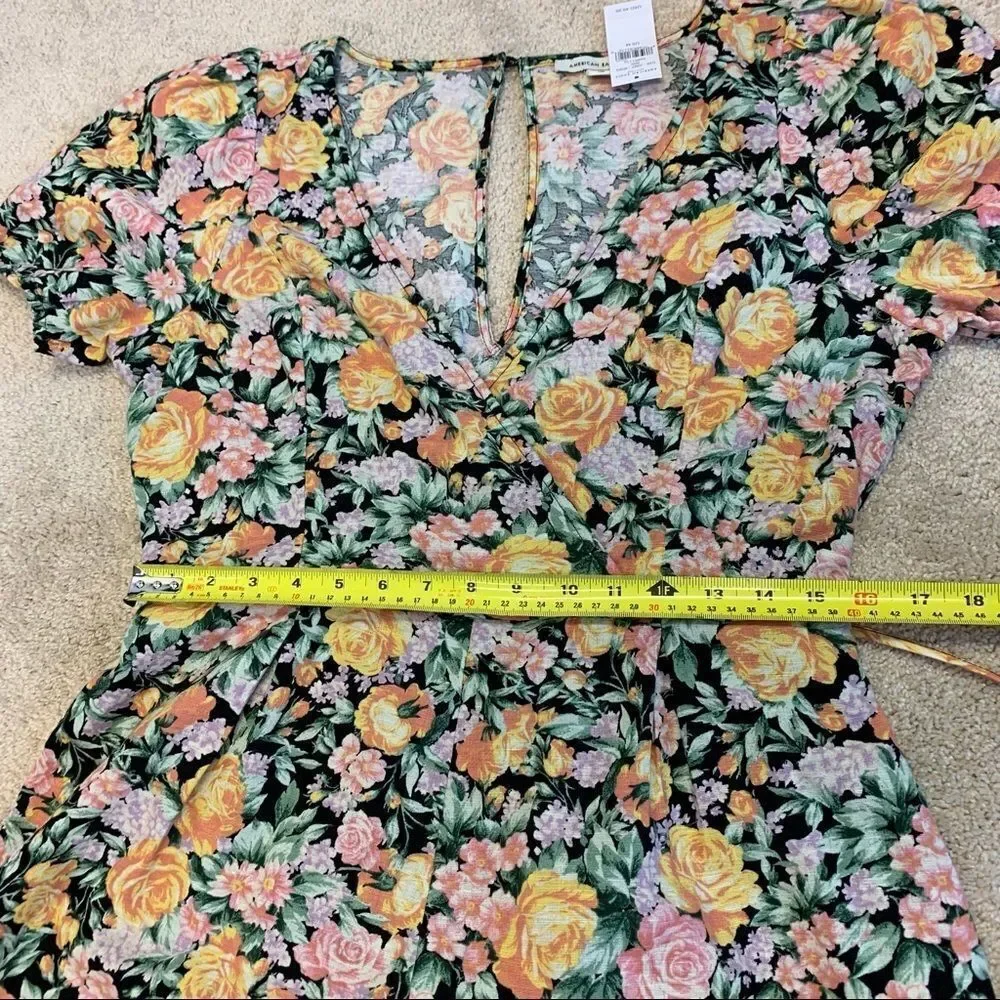 NWT AE Floral Wrap-Front Romper size medium - Picture 15 of 16